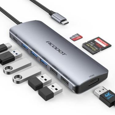 Imagem de Hub USB C, adaptador multiportas Acodot 9 em 1 USB C para HDMI 4K @60HZ, 3 portas USB 3.0, leitor de cartão SD/TF, 100W PD, projetado para MacBook Pro Air, HP XPS e outros dispositivos tipo C