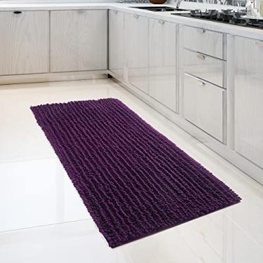 Imagem de FLOLEOPA Tapetes de banheiro de microfibra de pelúcia macia, tapetes de banho absorventes antiderrapantes, lavagem à máquina, tapetes de banho secos para banheira, chuveiro e banheiro (69,8 x 119,4