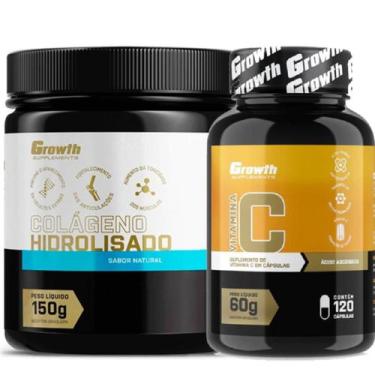 Imagem de Colageno Em Pó 150G + Vitamina C 120 Caps Growth Supplements