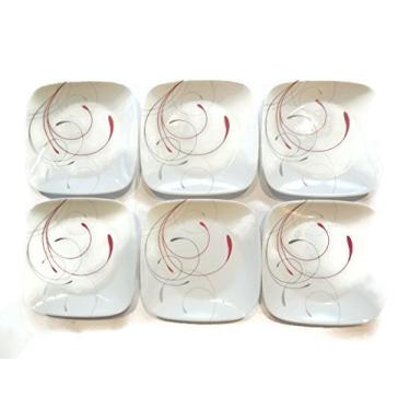 Imagem de Conjunto de pratos de sobremesa de louça Corelle, divisor quadrado de 16,5 cm, tamanho perfeito para sobremesa (conjunto de 6)