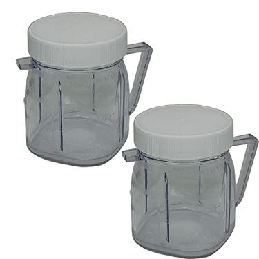 Imagem de WUYAN 4937 Mini jarra de liquidificador acessório compatível com Oster, mini frascos de plástico de 1 xícara com tampas Pacote com 2 conjuntos (2)