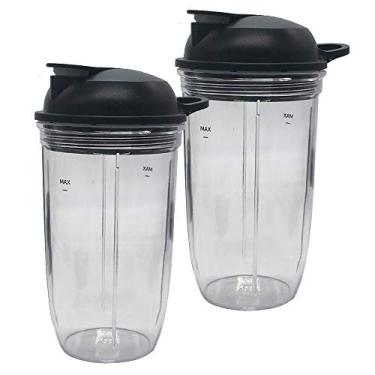 Imagem de Pote pessoal de reposição para espremedor de 680 g com tampa para viagem (pacote com 2 peças) compatível com o combo NutriBullet Blender (ZNBF30400Z/ZNBF30500Z/)/Select Blender 1200(NB07200-1210) /PRO
