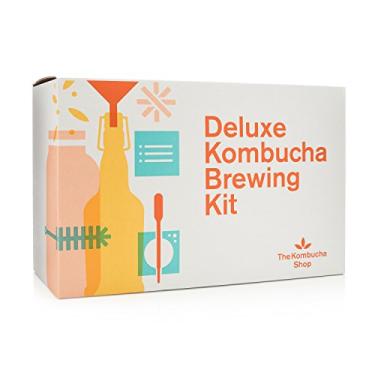 Imagem de Kit inicial de Kombucha orgânico de luxo - seis garrafas giratórias, funil de aço inoxidável, escova de garrafa personalizada e nosso kit de preparação original - The Kombucha Shop