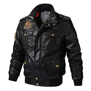 Imagem de Jaquetas masculinas - jaqueta de couro masculina plus size jaqueta de motocicleta