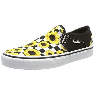 Imagem de Vans Tênis feminino de cano baixo, Xadrez de girassol, multi branco, 8.5