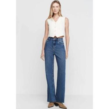 Imagem de Calça Jeans Dzarm Wide Leg Slim Cintura Alta Feminina-Feminino