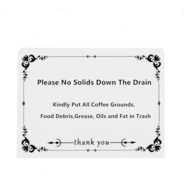 Imagem de Please No Solids Down Drain Rental Home Necessities Sinais de pia de cozinha, ótimo para convidados do Airbnb, placa de notas gentis (flor branca)