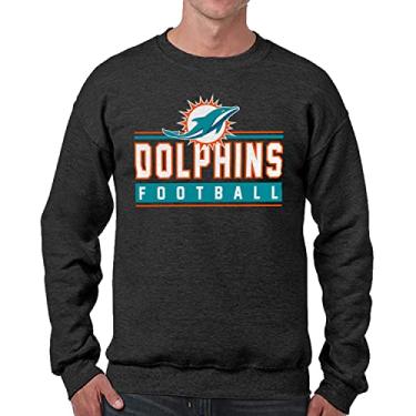 Imagem de Team Fan Apparel Moletom de gola redonda NFL Adult True Fan – algodão e poliéster – masculino e feminino – Mantenha-se aquecido e represente seu time (Miami Dolphins – preto, adulto grande)