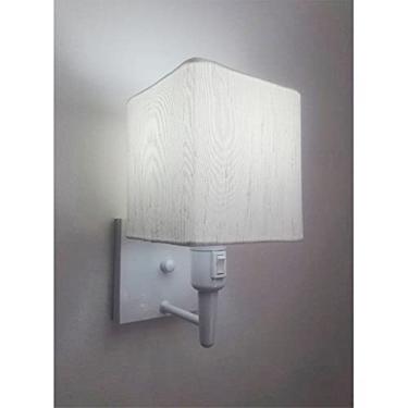 Imagem de Arandela Quadrada com Inter Liga e Cúpula Tecido, Vivare Iluminação, Arandela Parede2019 BRLLA-35, Branco, Pequeno