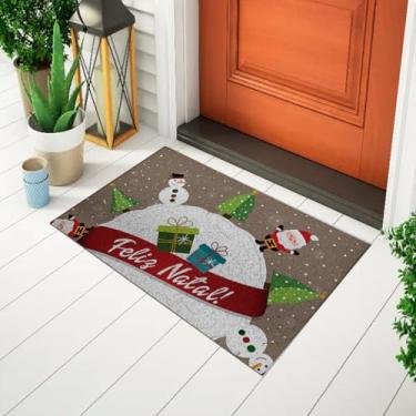 Imagem de Tapete Capacho Divertido Para Porta Decorativo Estampado Tema Natal - Bola De Neve Gigante Ca1278