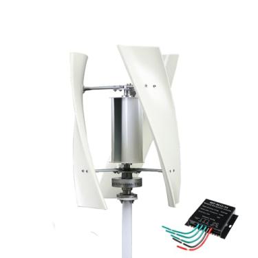 Imagem de 24v,HENGJINGTR Turbina eólica vertical sem ruído, 2000W 12V 24V 48V Wind Generator Windmill 3 lâminas Turbina eólica de ímã permanente de 3 fases adequada para luzes de rua ao ar livre
