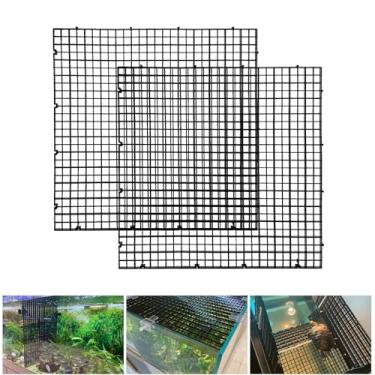 Imagem de Weramics Filtro divisor de aquário ajustável inferior grade de plástico bandeja de isolamento de tanque de peixes bandeja de ovo (preto, 2 peças 29 x 29 cm com orifício de 0,35 polegadas)