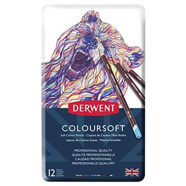 Imagem de Derwent - Lápis de Cor Permanente Coloursoft 12 Cores Estojo Lata Derwent, 701026