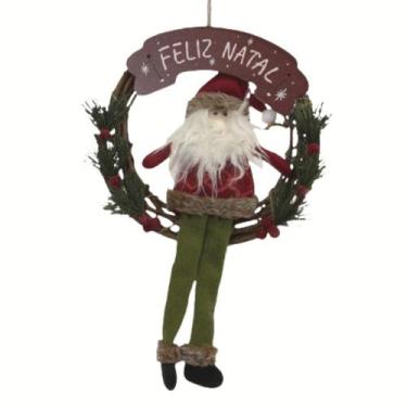 Imagem de Guirlanda Papai Noel Decoração Natal Magizi 27 cm, UNIC, COLORIDO