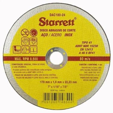 Imagem de Starrett  Corte  Dac18024 Disco  Amarelo 180 Mm  Unidade