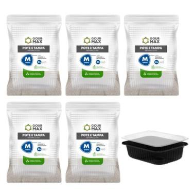 Imagem de Kit Pote Preto C/ 120un 500ml Descartável Marmita Freezer Microondas F