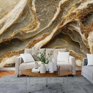 Imagem de Papel de Parede Painel 3D Mármore Cinza com Dourado Auto 3M Colante La