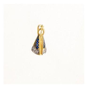 Imagem de Pingente Manto Azul Aparecida Ouro Branco E Amarelo 18k 750 - JOIE JOI