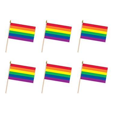 Imagem de Beistle Bandeira arco-íris de tecido de 6 peças, 28 x 45 cm, multicolorido