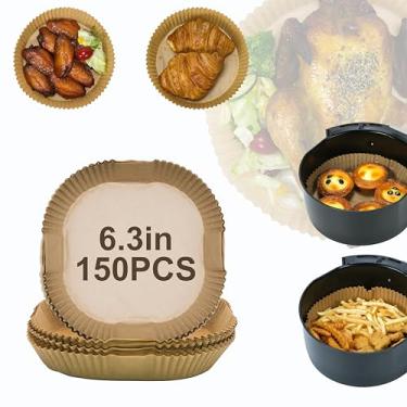 Imagem de proMCRjex Forros de papel descartáveis Air Fryer, 150 peças, forro de papel pergaminho quadrado de 16 cm para assar e assar 2 a 5 QT