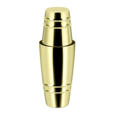 Imagem de Boston Shaker: Conjunto de coqueteleiras pesadas de 18 e 800 ml de aço inoxidável, latas Boston de metal pesado de duas peças (copo medidor em relevo) (dourado)