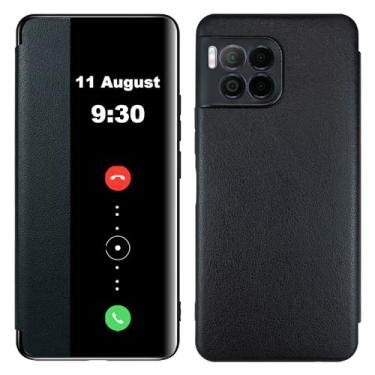 Imagem de Suttkue Capa T-Mobile REVVL 7 Pro 5G, coldre flip PU com janela, resistente a arranhões, capa protetora de silicone flexível, antiderrapante preta