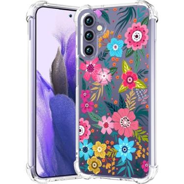 Imagem de CCFUNCASE Compatível com Samsung Galaxy S24+ Plus / S25+ Plus Capa transparente fofa para mulheres - Capas de telefone robustas Funda Capa protetora (flores florais de verão rosa)