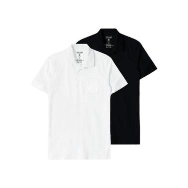 Imagem de Kit com 2 Camisetas Polo Masculina Malwee 1000004429, Branco, G