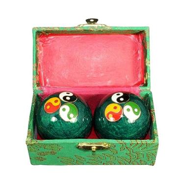 Imagem de Pegciuho 2 Peças Bolas de Massagem de Mão Bolas de Baoding com Caixa de Armazenamento Suave Exercício Chinês Handballs para Crianças Pessoas de Meia Idade Pais, Colorido Fofoca Verde