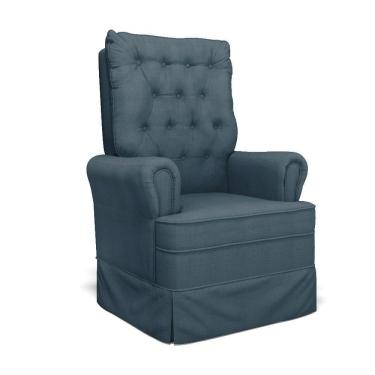 Imagem de Poltrona De Amamentação Com Balanço Laura Linho Base De Madeira - D`rossi Cor Azul