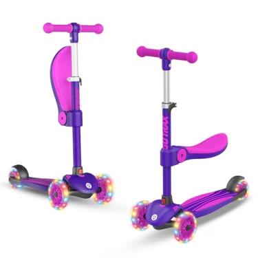 Imagem de Gotrax KS3 Scooter infantil, rodas iluminadas por LED, guidão ajustável e assento removível, deck antiderrapante inclinado para dirigir e largo, scooter de 3 rodas para crianças de 2 a 8 anos e até 45