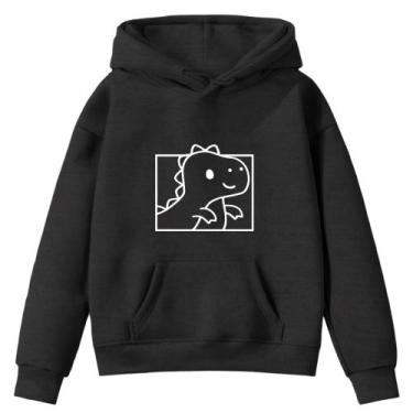 Imagem de Moletom Infantil Dino Dinossauro Desenho Infância Bolso Canguru com Ca