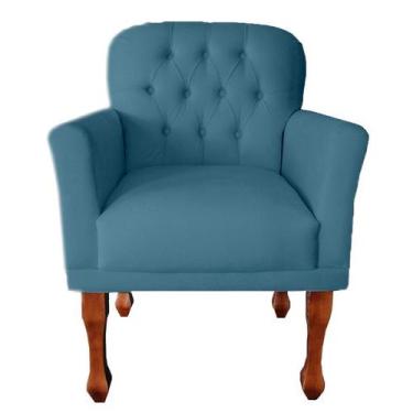 Imagem de Poltrona Stephany Tecido Suede Para Sala De Espera - Vania Decor, Azul