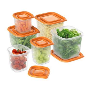 Imagem de Conjunto de Potes de Plástico Laranja Continental - 6 Unidades, Laranj