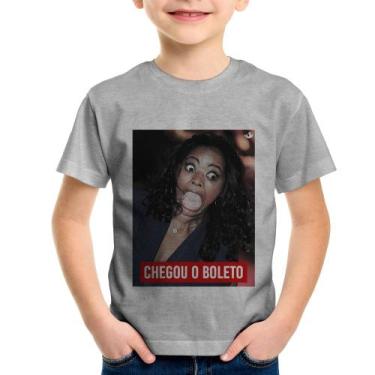 Imagem de Camiseta Infantil Chegou o boleto - Foca na Moda, Cinza, 10