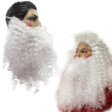 Imagem de Barba Papai Noel Sintética Branca Fantasia Natal Longa Luxo Festa Hoho