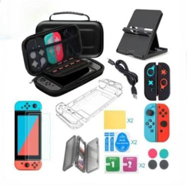 Imagem de Conjunto de acessórios Switch OLED 27 em 1 para Nintendo Switch OLED, kit de acessórios OLED atualizado 2024 com capa protetora OLED, estojo de transporte, protetor de tela OLED e mais (Switch 011)