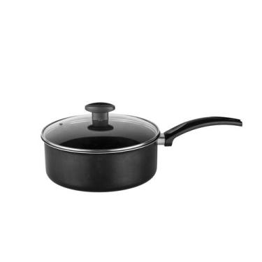 Imagem de Panela 16 cm Teflon Avulsa Com Cabo + Tampa De Vidro 1.380 Litros - Co