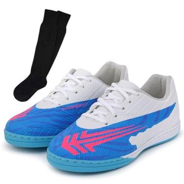 Imagem de Kit Tênis Infantil Futsal CR Salão Chuteira Solado Costurado + Meião -