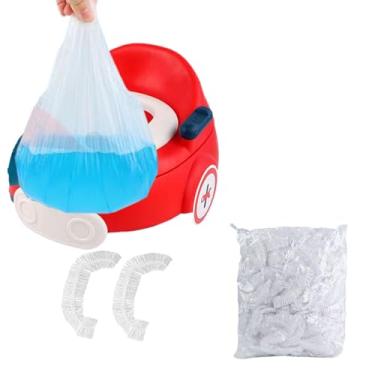 Imagem de OULIGET Forros de cadeira de penico com sacos de treinamento elásticos portáteis para penico, forros descartáveis para crianças e bebês, capa de assento de vaso sanitário, 43 x 20 cm, transparente, 50