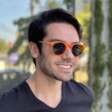 Imagem de Óculos De Sol Retro Redondo Laranja Unissex Com Lentes Com Proteção Uv