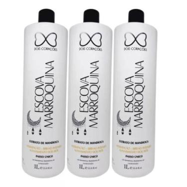 Imagem de Kit C/3 Escova Marroquina Extrato de Mandioca Dois Corações 1L - Dois 