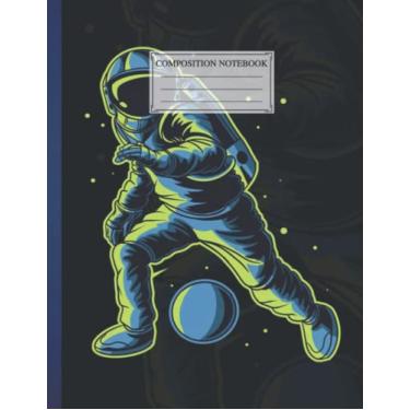 Imagem de Composition NoteBook Astronaut Football 2 Size 8.5 x 11 In, 110 pages Space Stars Love Cosy Winter Gift Christmas Cute Skiing Village For Children Girls Boys Kids Teens Adults