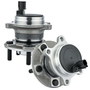 Imagem de JLEO Conjunto de rolamento e cubo da roda traseira 512466 (par) para modelos Ford Focus 2012 2013 2014 2015 2016 2017 2018 sem kit de substituição de conjuntos de cubo de roda Active Park Assist