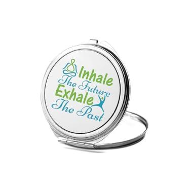 Imagem de SpreadPassion Inhale The Future Exhale The Past Espelho compacto, espelho fotográfico, espelho de maquiagem de viagem pequeno espelho portátil, espelho de bolso portátil, ideia de aniversário (1,