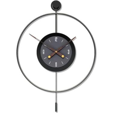 Imagem de Relógio de parede moderno, grandes relógios de parede operados por bateria, relógio analógico grande decorativo silencioso sem tique-taque com pêndulo para decoração de sala de estar, escritório,