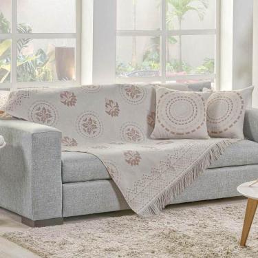 Imagem de Kit Xale Decorativo Turin Jacquard Estampado 3 Peças - Mandala Rose - 