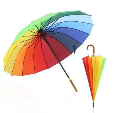 Imagem de Guarda Chuva Automático Colorido Grande Reforçado Contra Vento 16 HAST