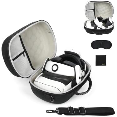 Imagem de Capa rígida VR para Meta Quest 3S/3, fone de ouvido VR e controles de toque, capa protetora à prova de choque compatível com pulseira e acessórios Quest 3S/3 Elite, estojo de transporte de viagem