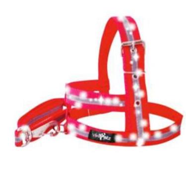 Imagem de Conjunto guia e peitoral grande porte refletivo - Ideal Pet, Rosa, G (